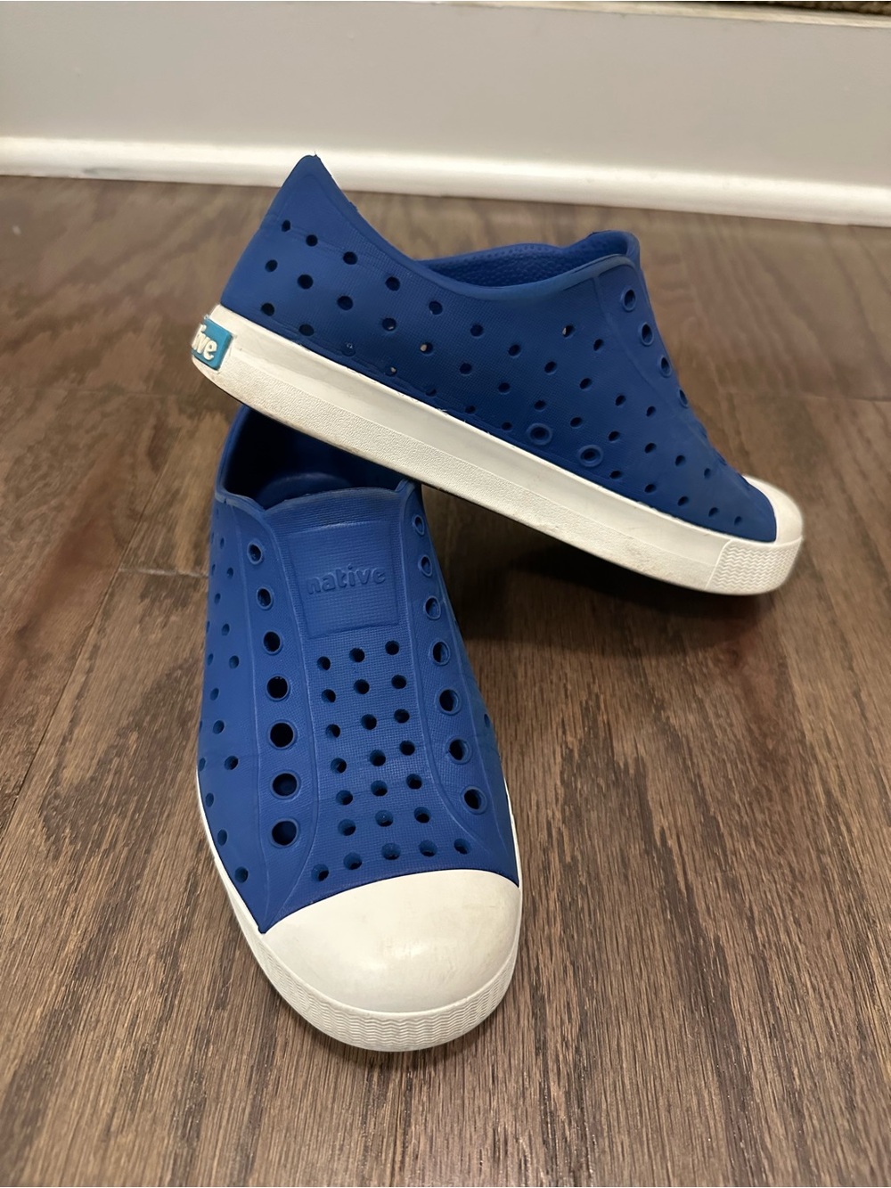 Native Kids Water Shoe Slip-On in Blue with White Sole